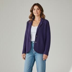 Talbots Pure Merino Wool Cardigan Sweater Women's Sz S Aubergine Button Front